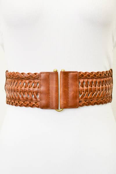 BIANCA Leather Look Braid Elastic Belt