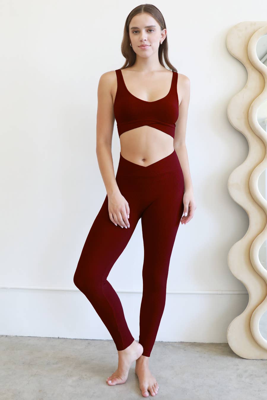 Nikibiki - Ribbed Crossover Waistband Leggings