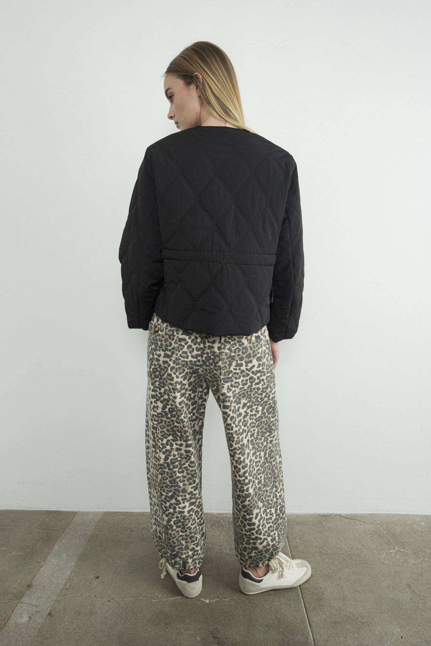 Jess - Quilted Zip Up Jacket With Side Bow Tie