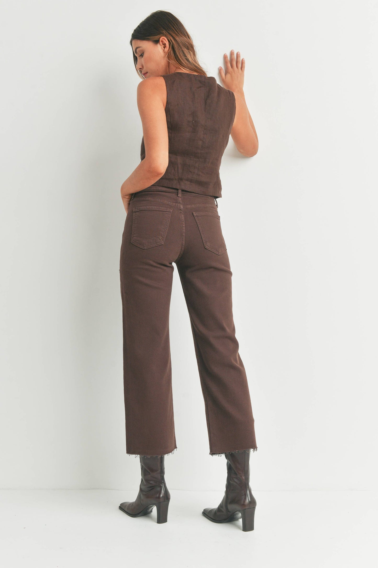 Just Black Denim - High Rise Utility Wide Leg Espresso BP353J