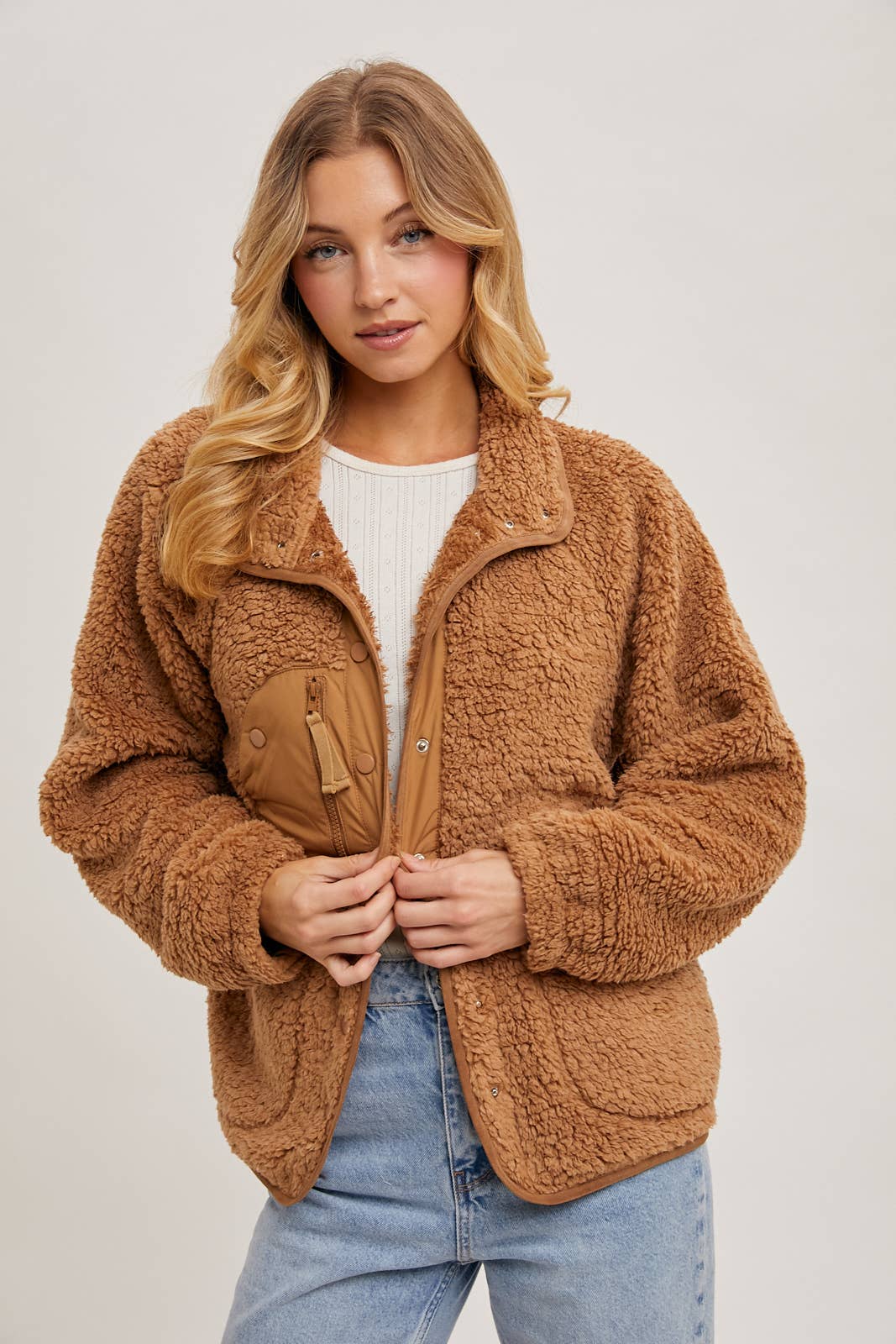 Camila - BUTTON DOWN FLEECE SHERPA JACKET