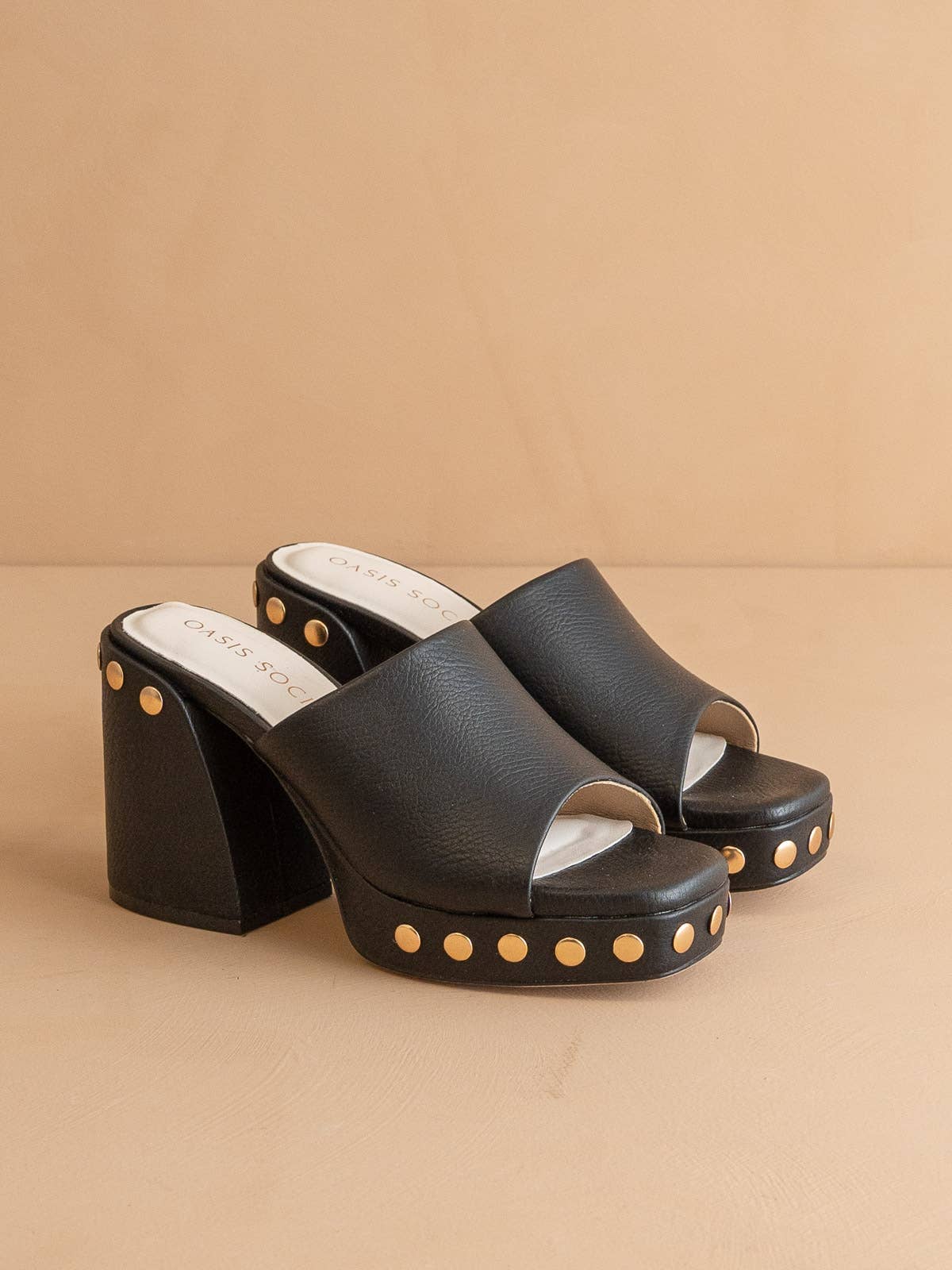 Oasis Society The Leona | Black Studded Platform Heel