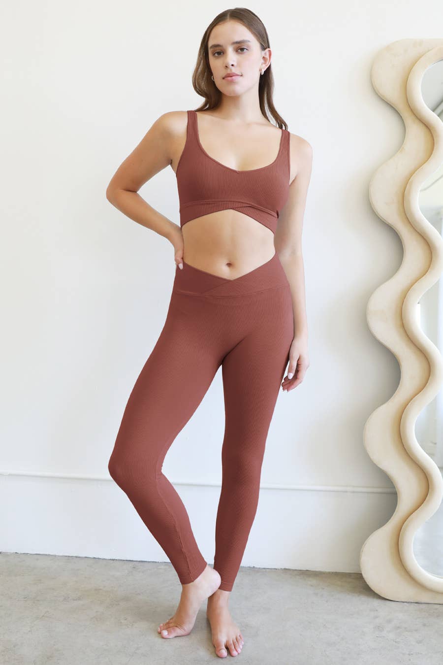 Nikibiki - Ribbed Crossover Waistband Leggings