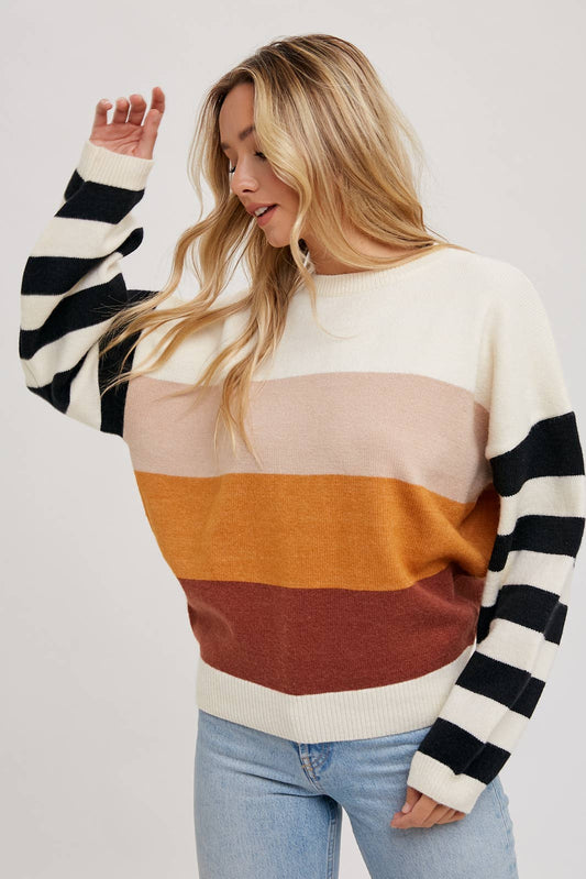 Cali - COLOR BLOCK SWEATER PULLOVER