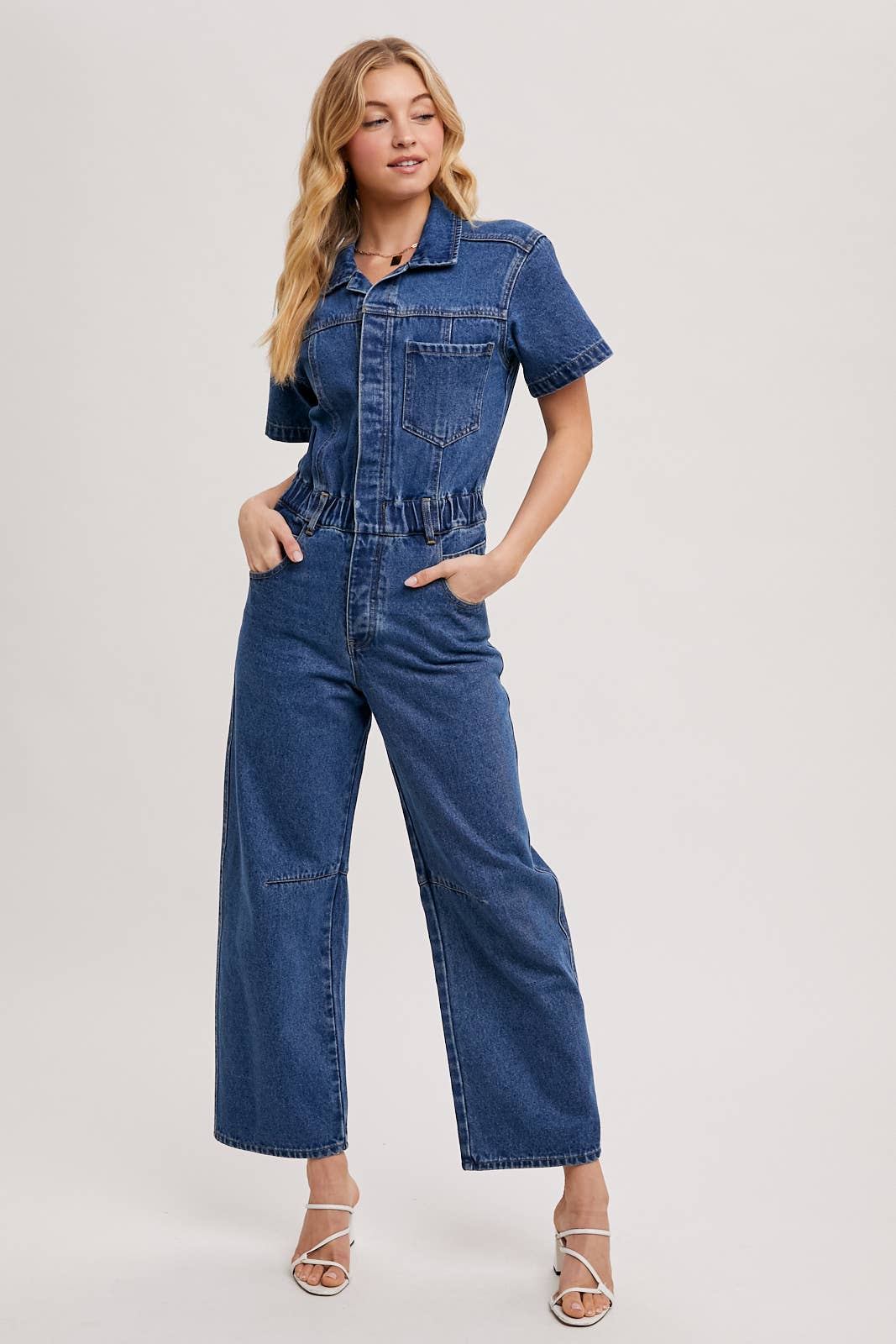 Jo - Denim Button Front Carpenter Jumpsuit