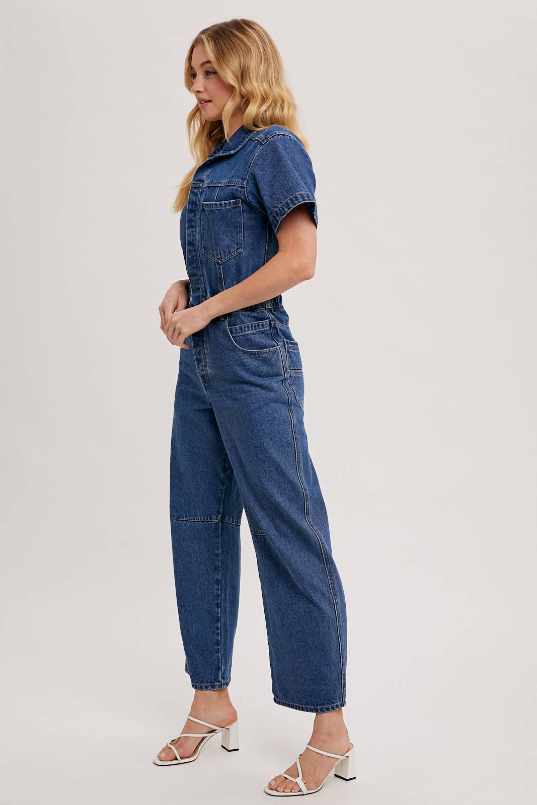 Jo - Denim Button Front Carpenter Jumpsuit