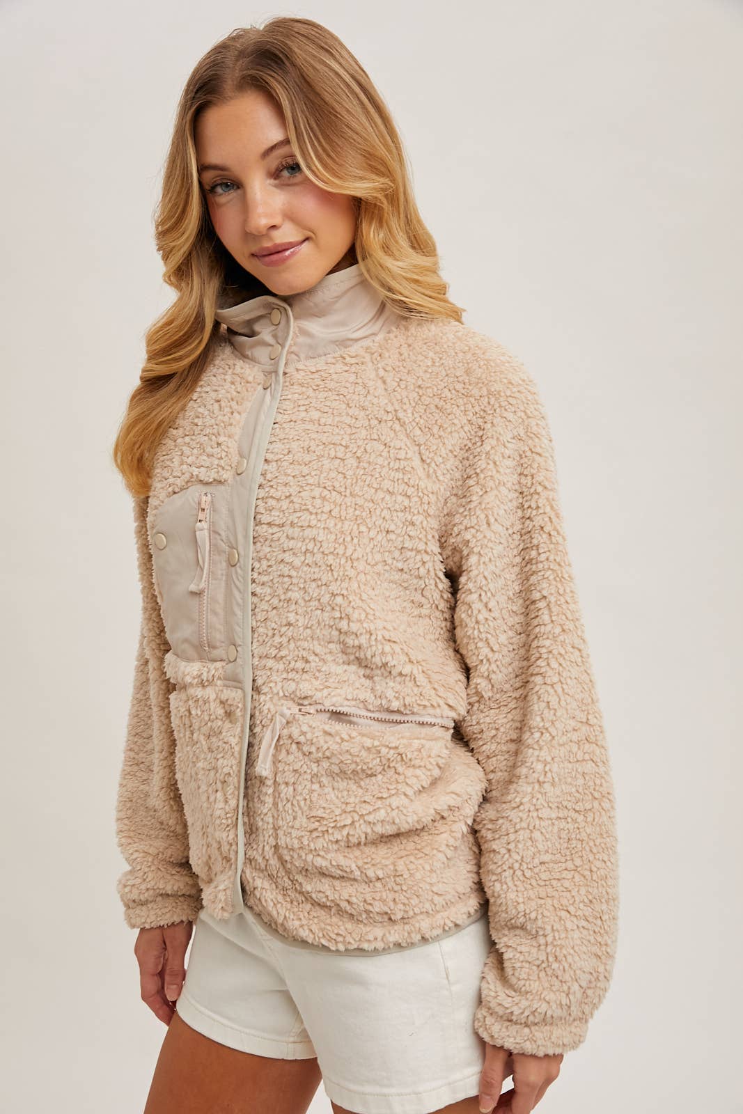 Camila - BUTTON DOWN FLEECE SHERPA JACKET