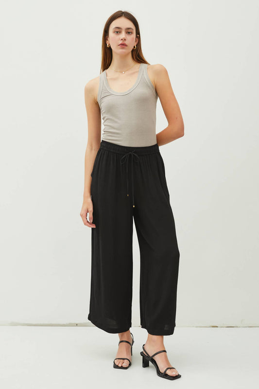 Danica - DRAWSTRING WIDE LEG CROP PANTS by Be Cool