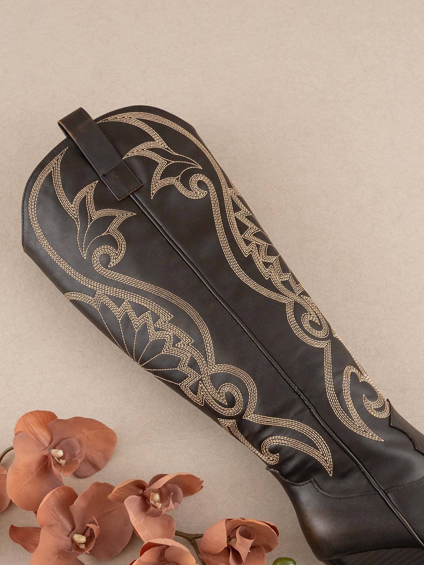 The Astrid Brown | Knee High Embroidered Cowboy Boot