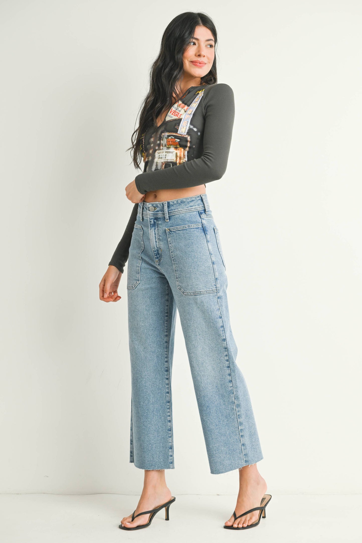 Just Black Denim - HR Utility Wide Leg LT BP353J