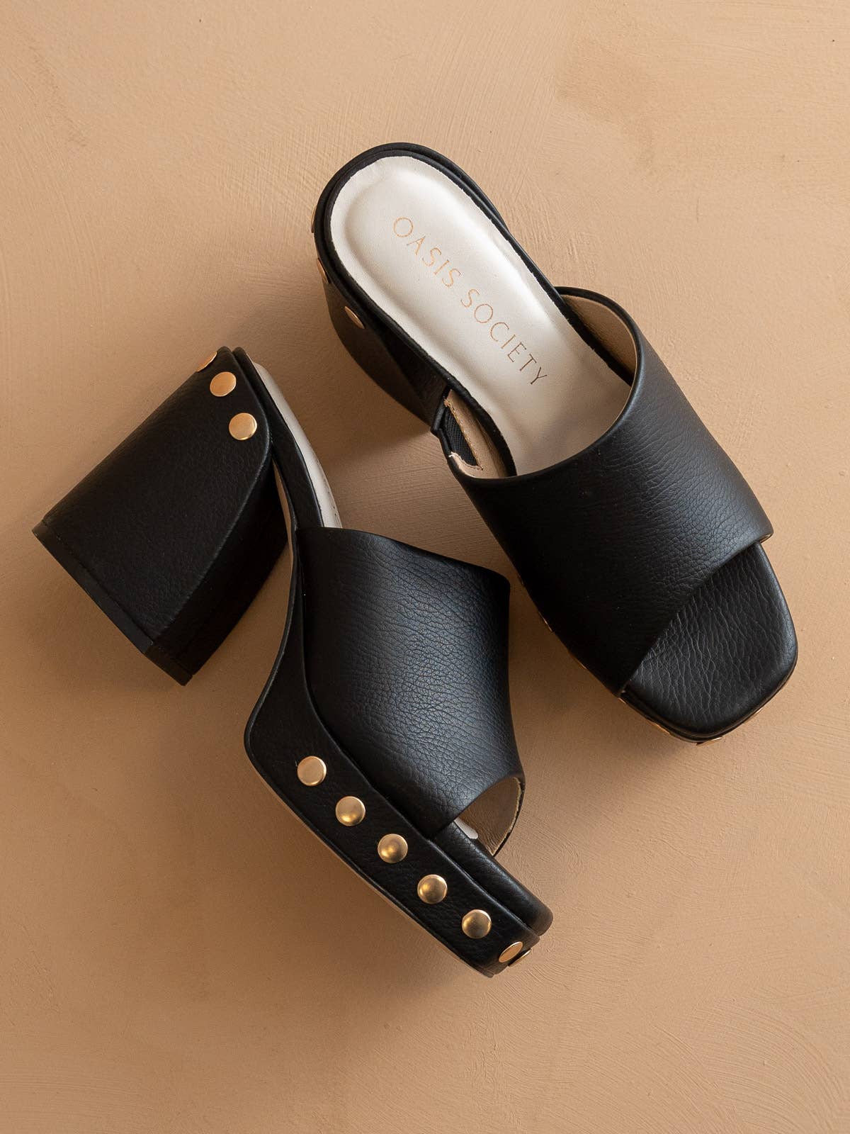 Oasis Society The Leona | Black Studded Platform Heel