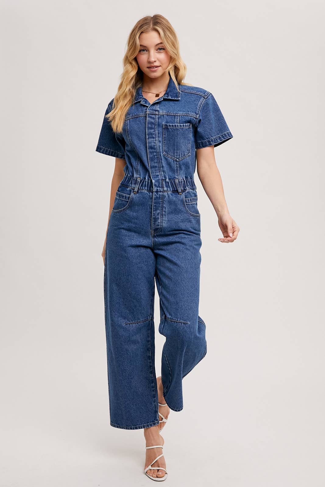 Jo - Denim Button Front Carpenter Jumpsuit