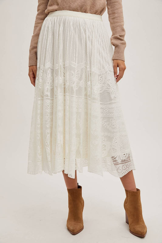 Sam - BOHO LACE MIDI SKIRT WITH LINING