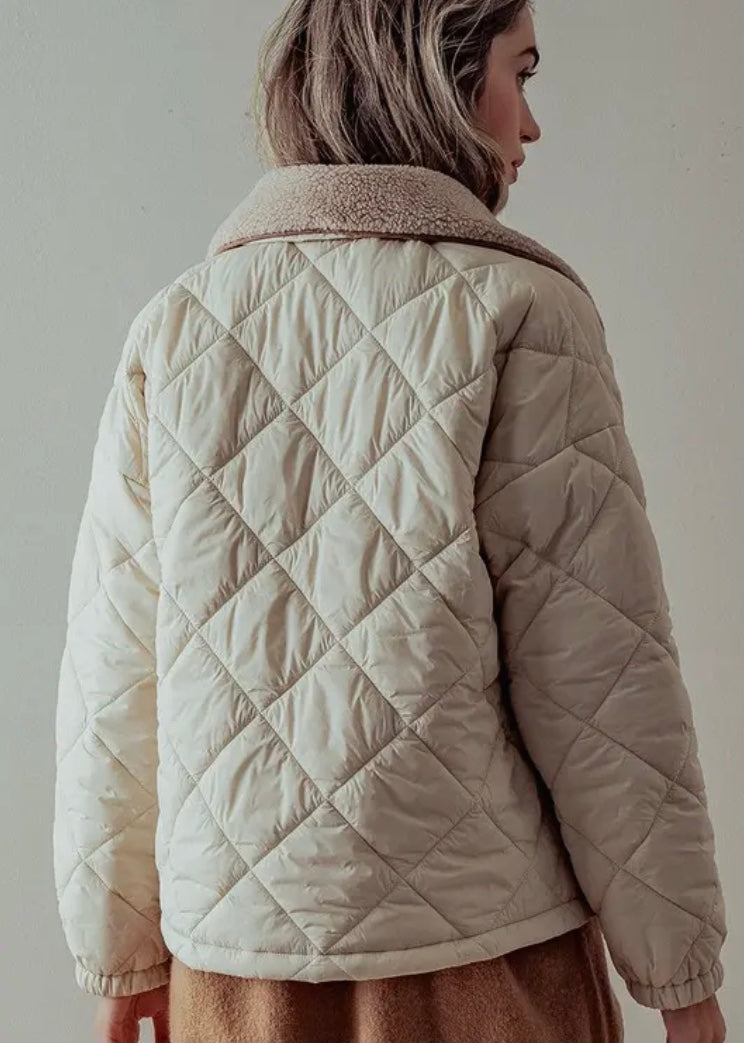 Gwen Quilted Sherpa Collar Jacket