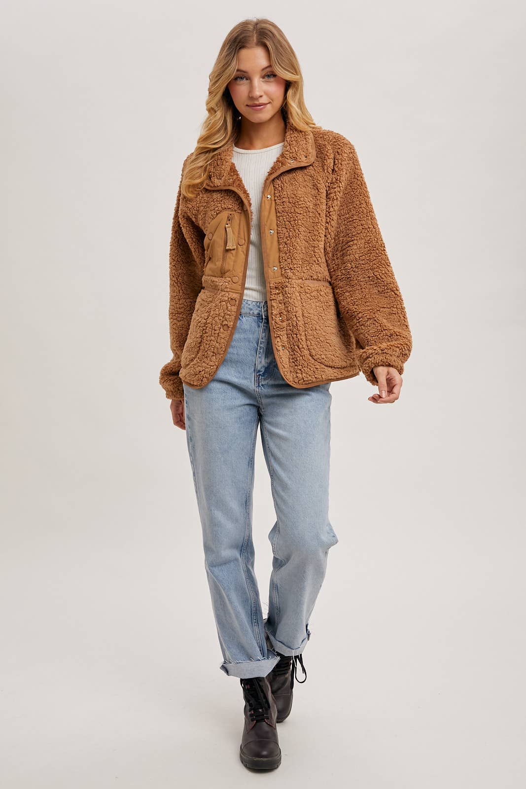 Camila - BUTTON DOWN FLEECE SHERPA JACKET