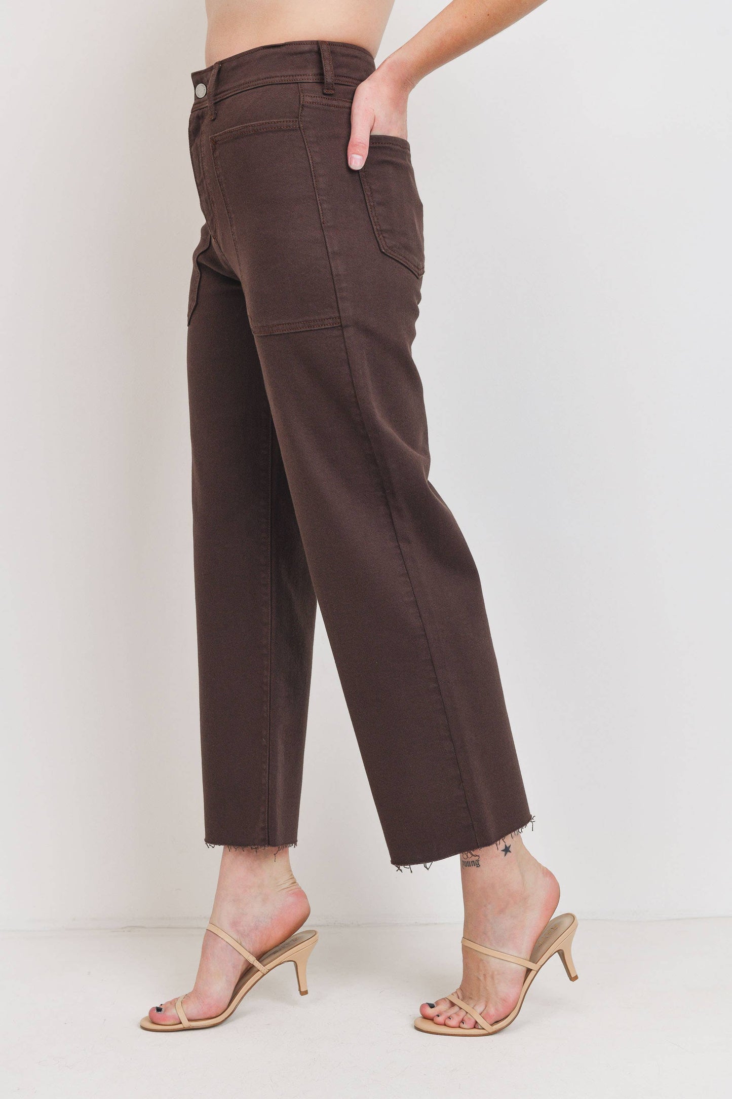 Just Black Denim - High Rise Utility Wide Leg Espresso BP353J