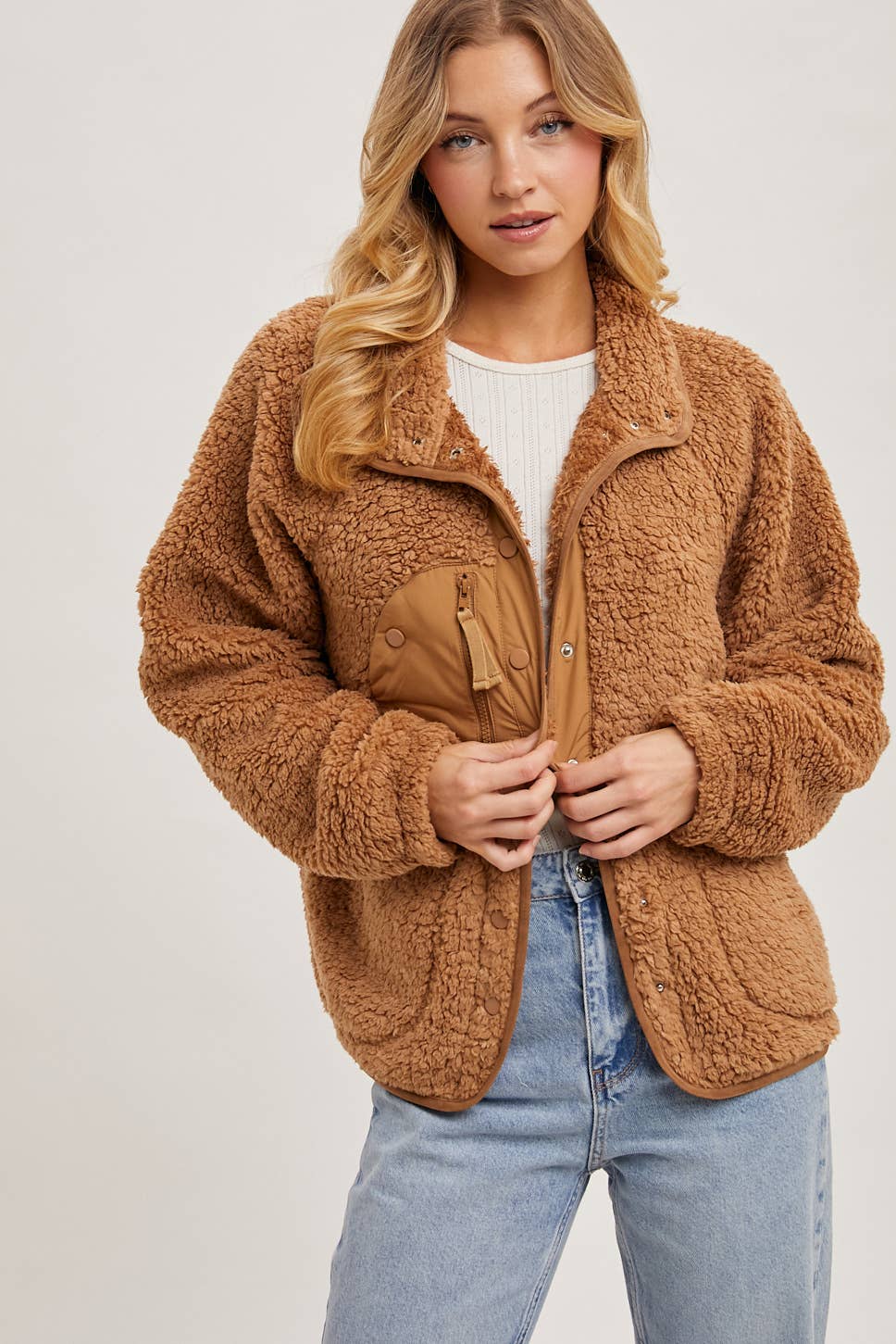 Camila - BUTTON DOWN FLEECE SHERPA JACKET