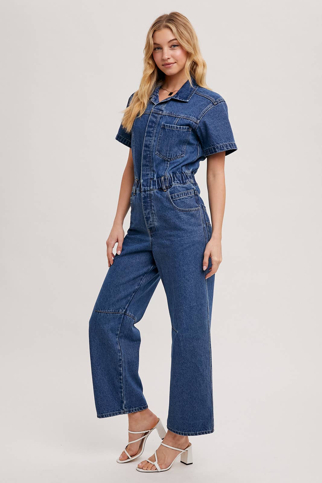 Jo - Denim Button Front Carpenter Jumpsuit