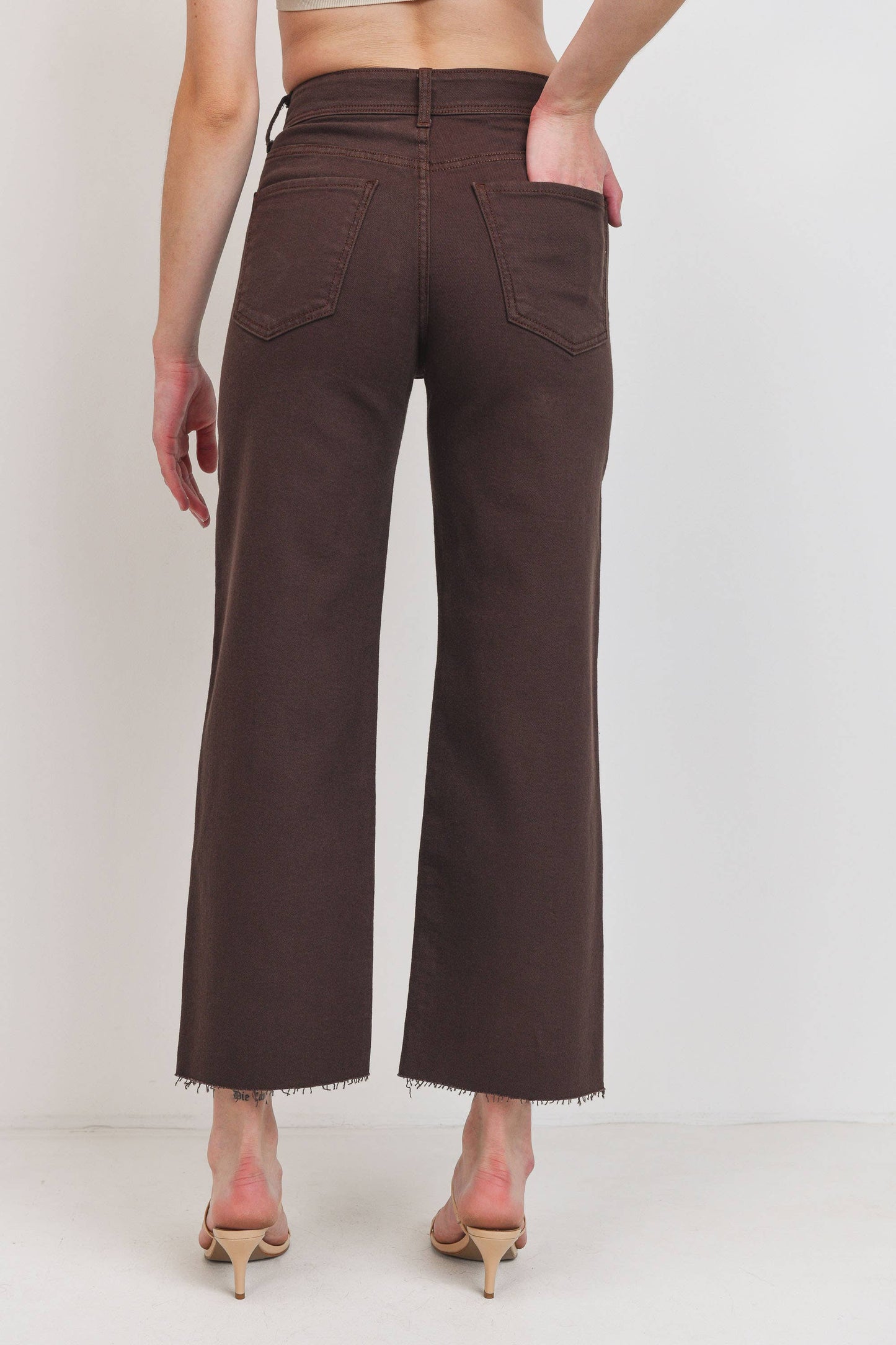 Just Black Denim - High Rise Utility Wide Leg Espresso BP353J