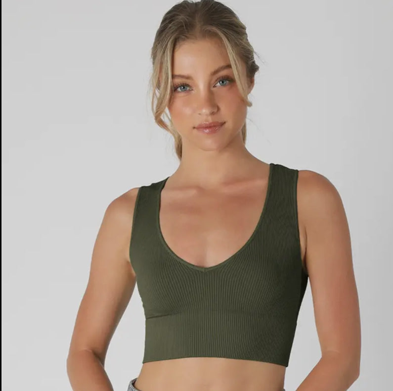 Nikibiki - Plunge V-neck Ribbed Crop Top