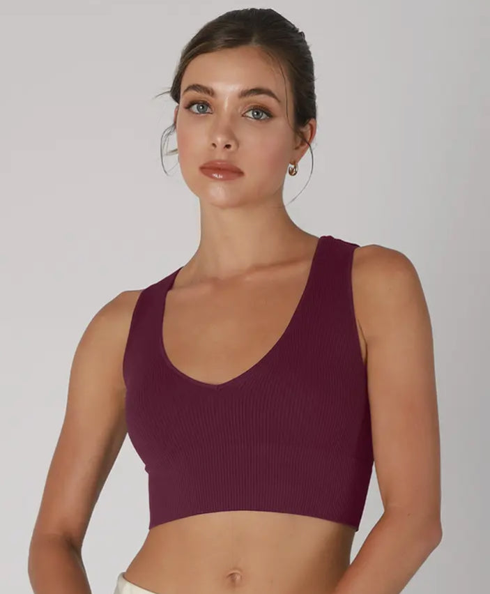 Nikibiki - Plunge V-neck Ribbed Crop Top