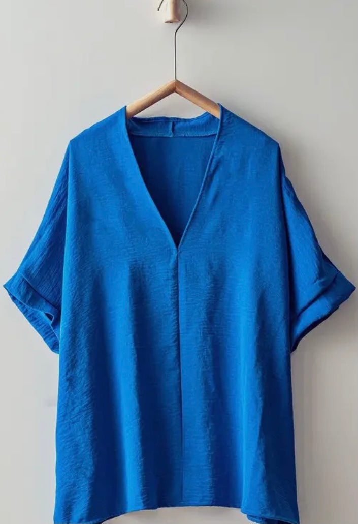 Kelly - V-neck folded short sleeve top