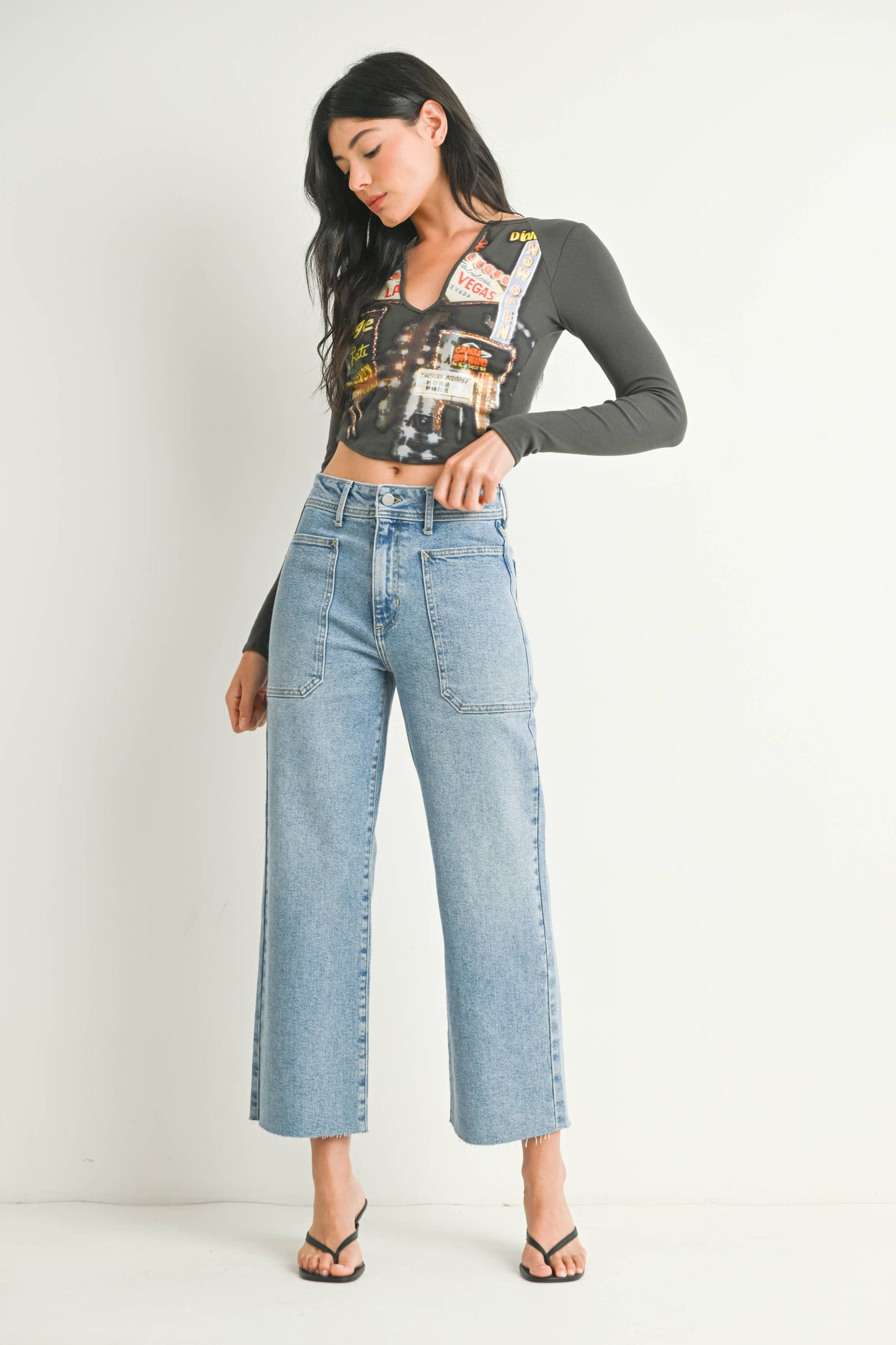 Just Black Denim - HR Utility Wide Leg LT BP353J