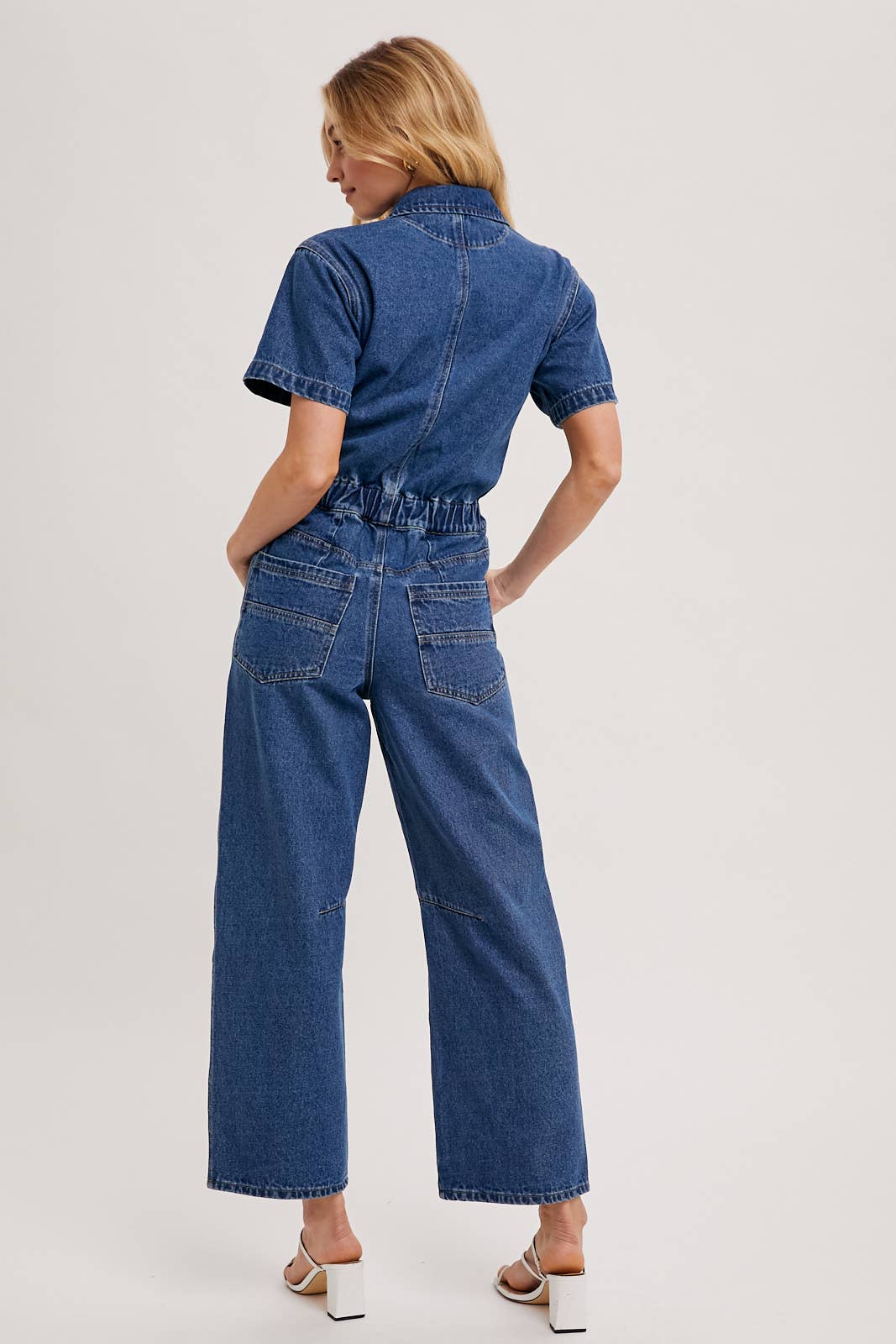 Jo - Denim Button Front Carpenter Jumpsuit