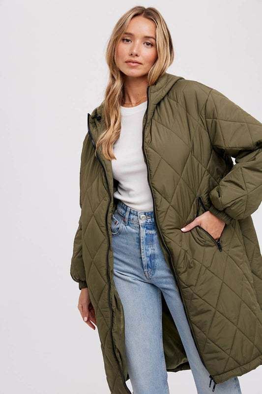 Renee - Longline Quilted Puffer Jacket