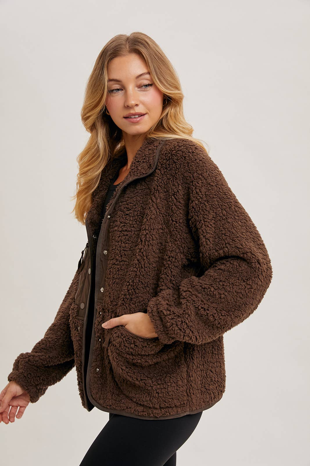 Camila - BUTTON DOWN FLEECE SHERPA JACKET